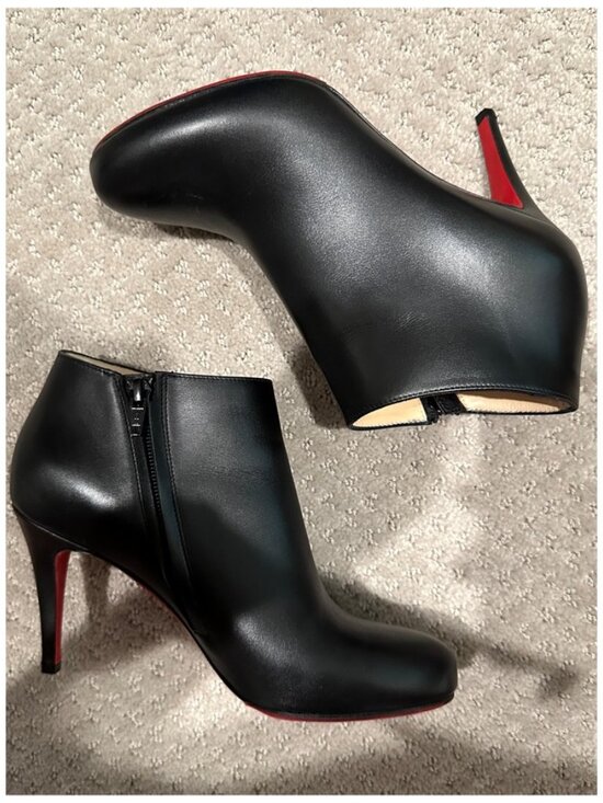 Christian Louboutin Belle Leather Red-Sole Ankle Booties Black Classic - Picture 5 of 9